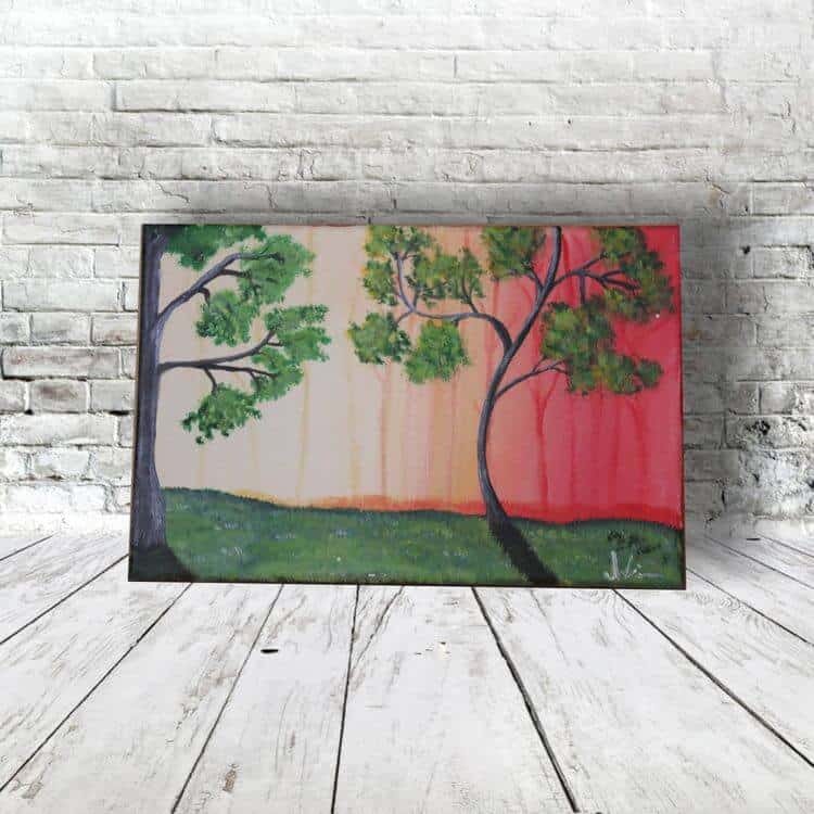 Verkauftes Acrylbild Bäume im Wald