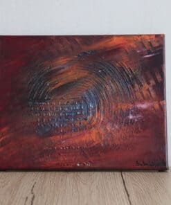 Abstrakte Acrylmalerei von Julia Magdalena mit intensiven Rottönen und strukturierten Flächen, moderne Wandkunst, einzigartiges Kunstwerk für Ihr Zuhause.