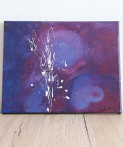 Farbige Acrylmalerei von Julia Magdalena mit abstraktem Design in Blau- und Lilatönen.