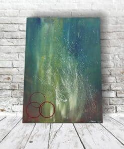 Farbenfrohes Acrylbild mit lebendigen Farben und dynamischem Pinselstrich, abstrakte Kunst von Julia Magdalena, moderne Wanddekoration für Kunstliebhaber, kreative Ausdrucksform.