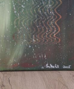 Farbenfrohe Acrylbild Kunstwerk von Julia Magdalena, abstrakte Wasser- und Reflexionseffekte, original signiert 2015, moderne Wandkunst für kreative Räume.