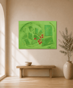 Maigrün als grünes Acrylbild im Wohnraum, handgemaltes Original von JuMaWi-Art