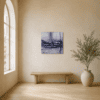 Violette Stadt in Wolken als Acrylbild im Wohnraum, handgemaltes Original von JuMaWi-Art