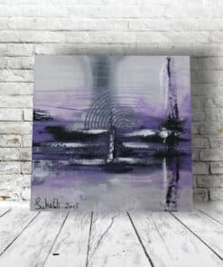 Acrylbild Julia Magdalena mit abstrakter, modern gestalteter Kunst in Violett- und Schwarztönen, ideal für zeitgenössische Wohnräume.