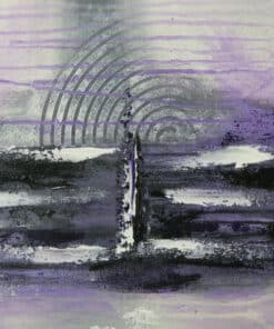 Acrylbild von Julia Magdalena in dunklen und lila Tönen, abstrakte Kunst mit kreisförmigen und horizontalen Pinselstrichen, geeignet für moderne Wanddekorationen.