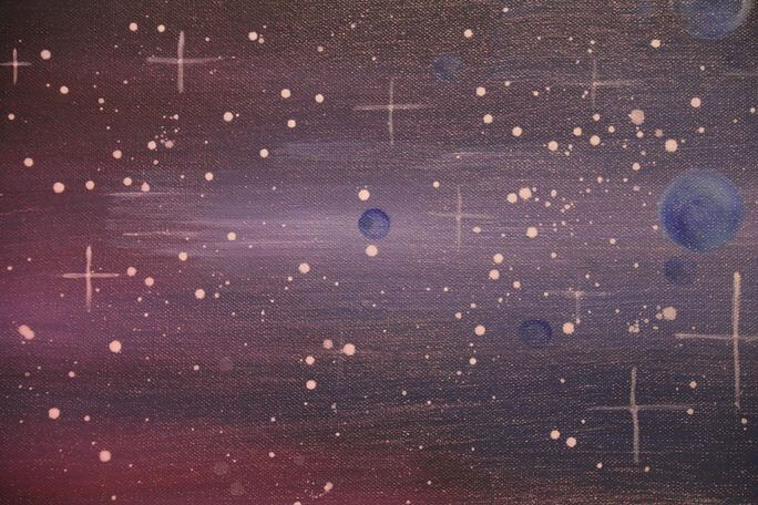 Sternenklarer Himmel Acrylbild von Julia Magdalena, kosmische Kunst, abstrakte Gemälde, kreative Wanddekoration, moderne Kunst, Sternenmuster, Weltraumkunst, inspirierende Bilder, Raumthema, Künstler Julia Magdalena.